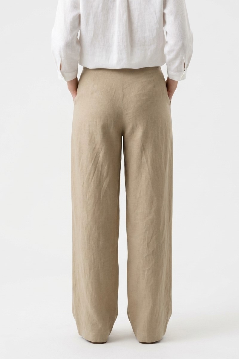 Брюки бежевые льняные "26 MAXMARA  TAPIOCA