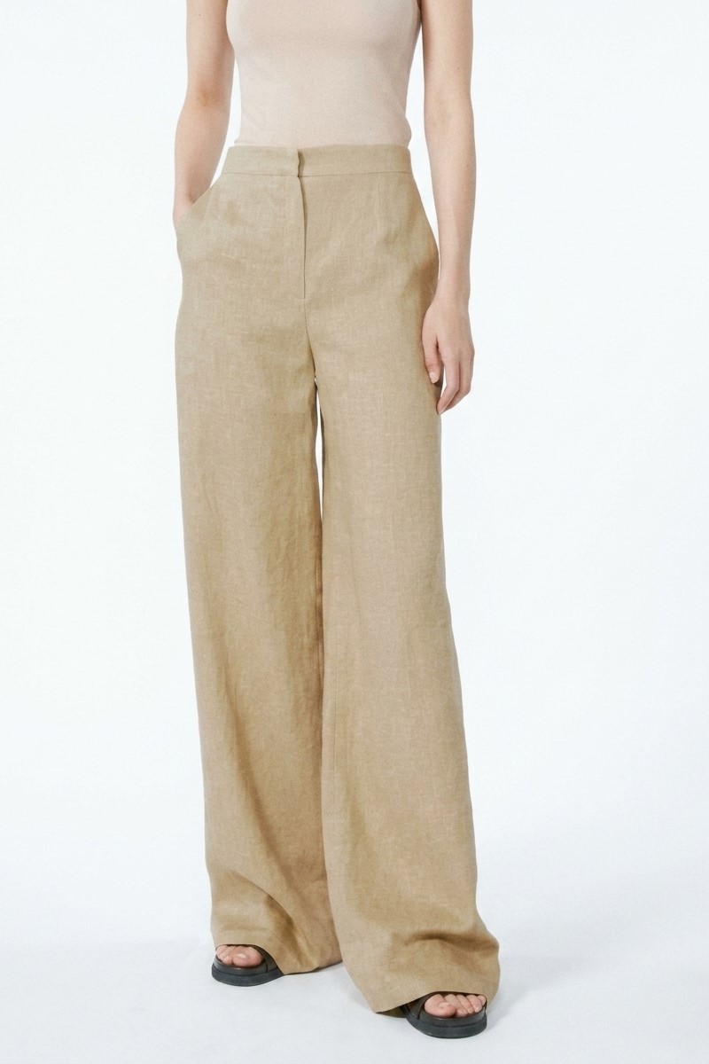 Брюки бежевые льняные "26 MAXMARA  TAPIOCA