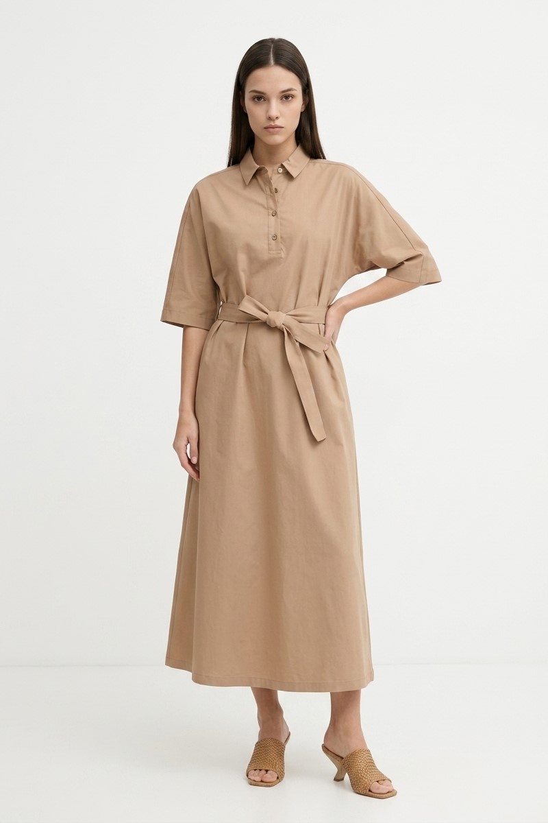 Платье комбинированное цвета кэмел "26  MAXMARA  ALBERO
