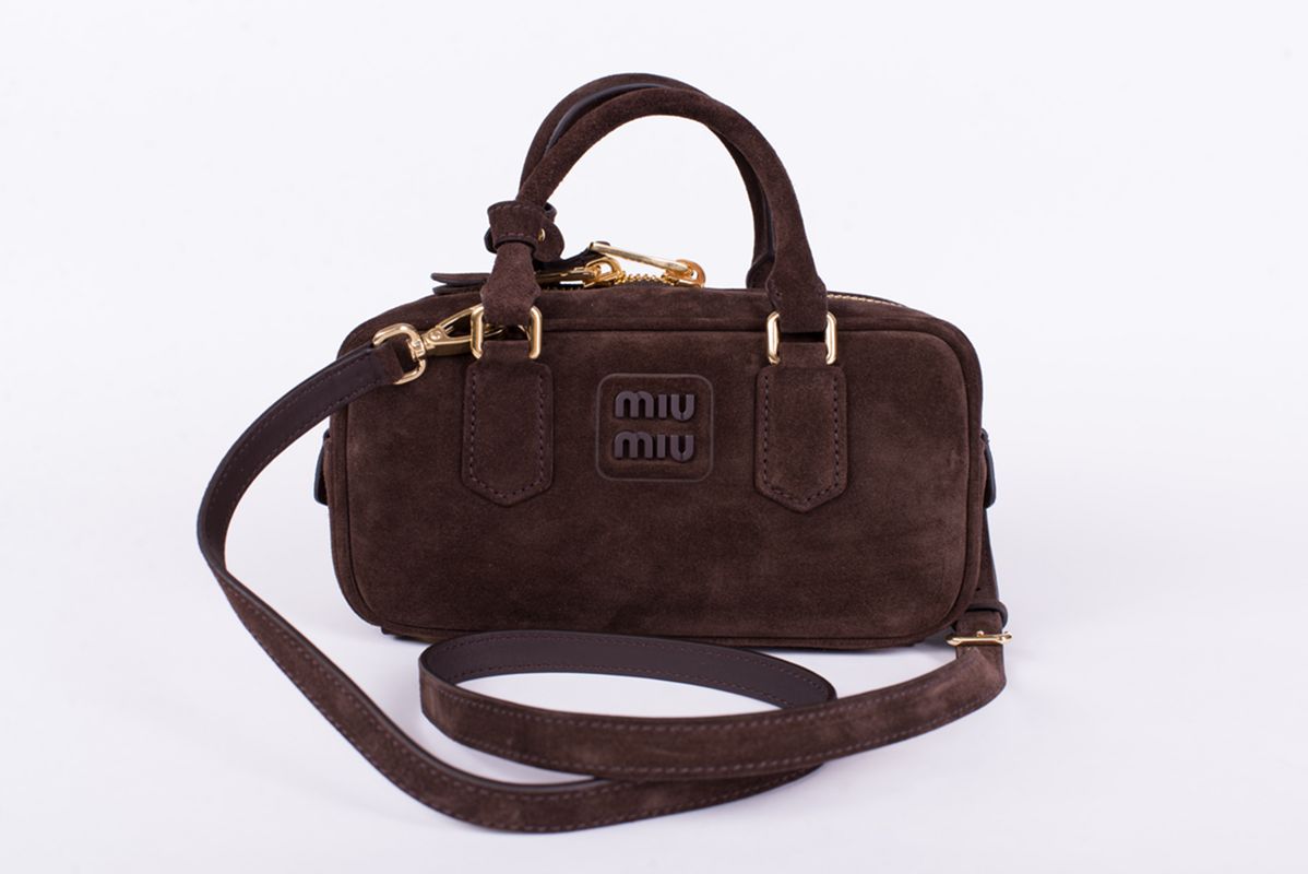 Сумка коричневая из замши SS26 MIU MIU 5BB142