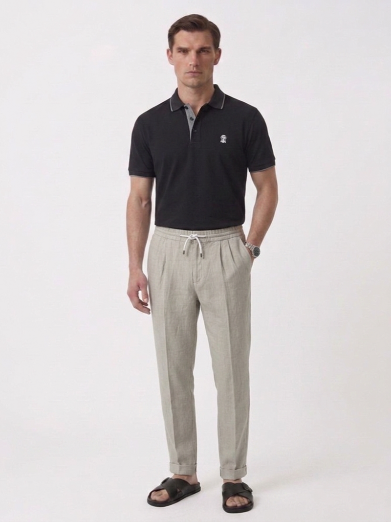 Поло черное SS26 BRUNELLO CUCINELLI M0B139779G