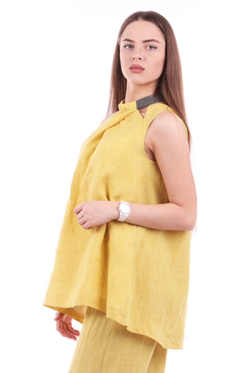 Топ из льна без рукавов шафран SS22 FABIANA FILIPPI TPD272W295