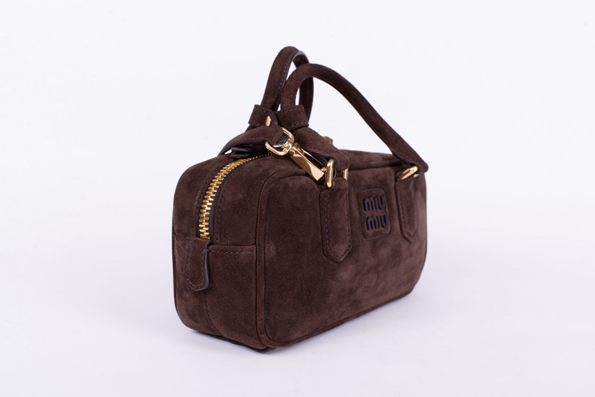 Сумка коричневая из замши SS26 MIU MIU 5BB142