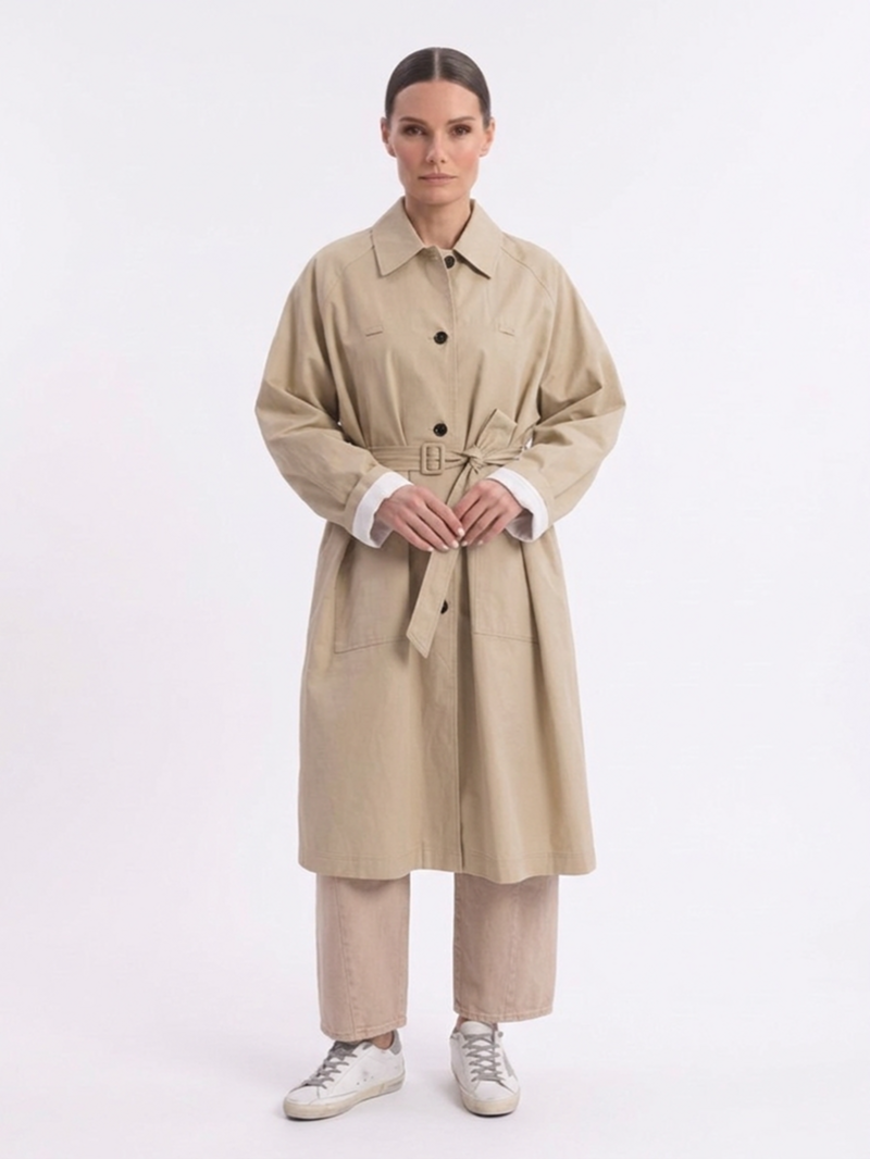Тренч свободного кроя бежевый SS26 La Piscine LS261WO002