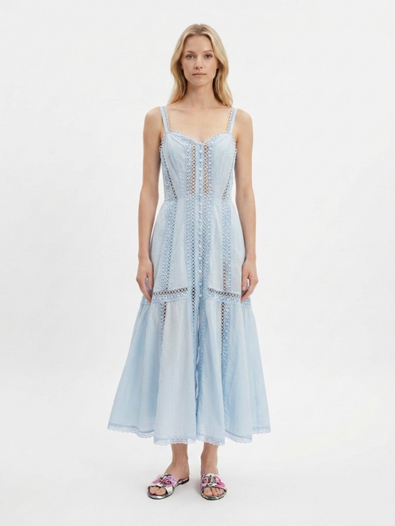Платье макси шитье голубое Dafelle SS26 CHARO RUIZ IBIZA 261620