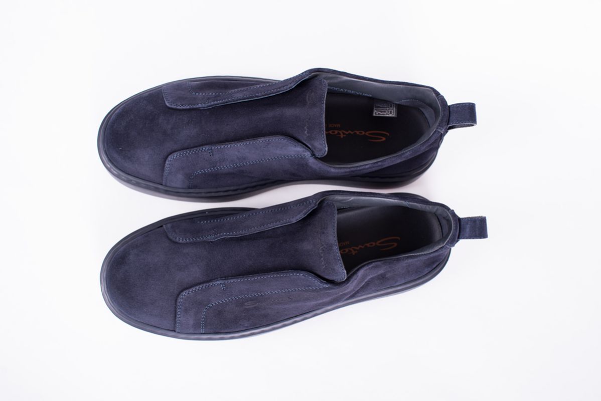 Замшевые темно-синие кеды-слипоны 25/26 SANTONI MBCG21995OCATSEYU60