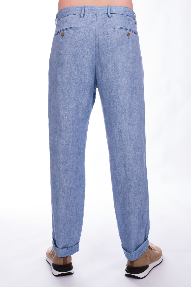 Брюки лен голубой меланж SS25 AT.P.CO A301BLEECKER