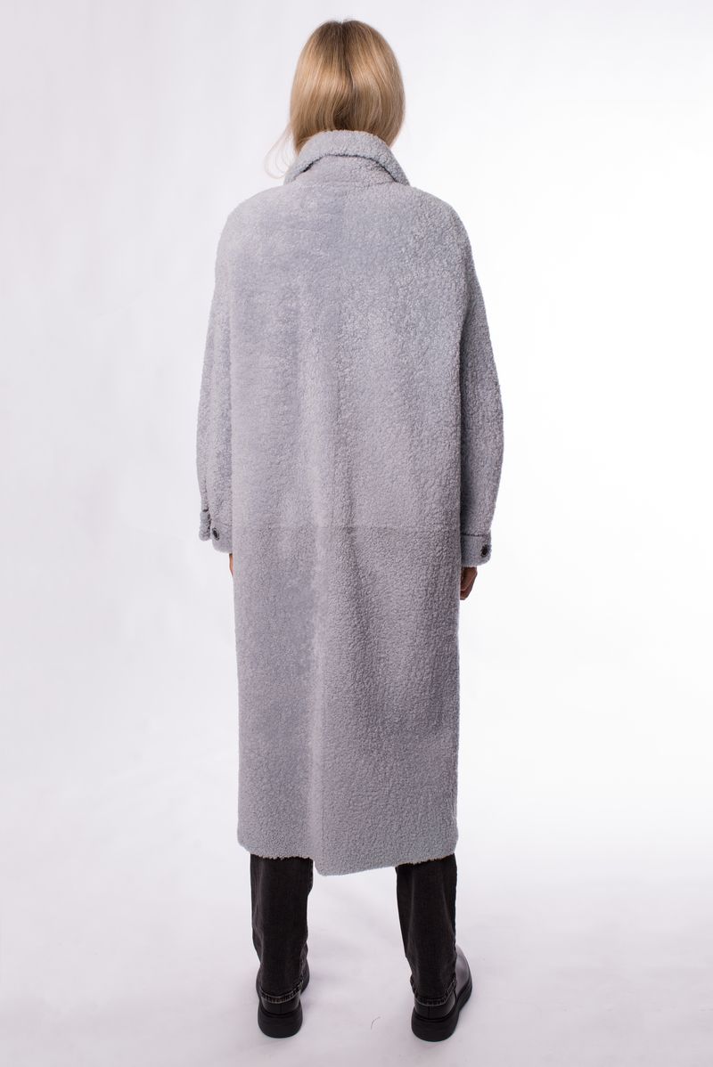 Дубленка серо-голубая удлинненая 22/23 RinDi R22/305