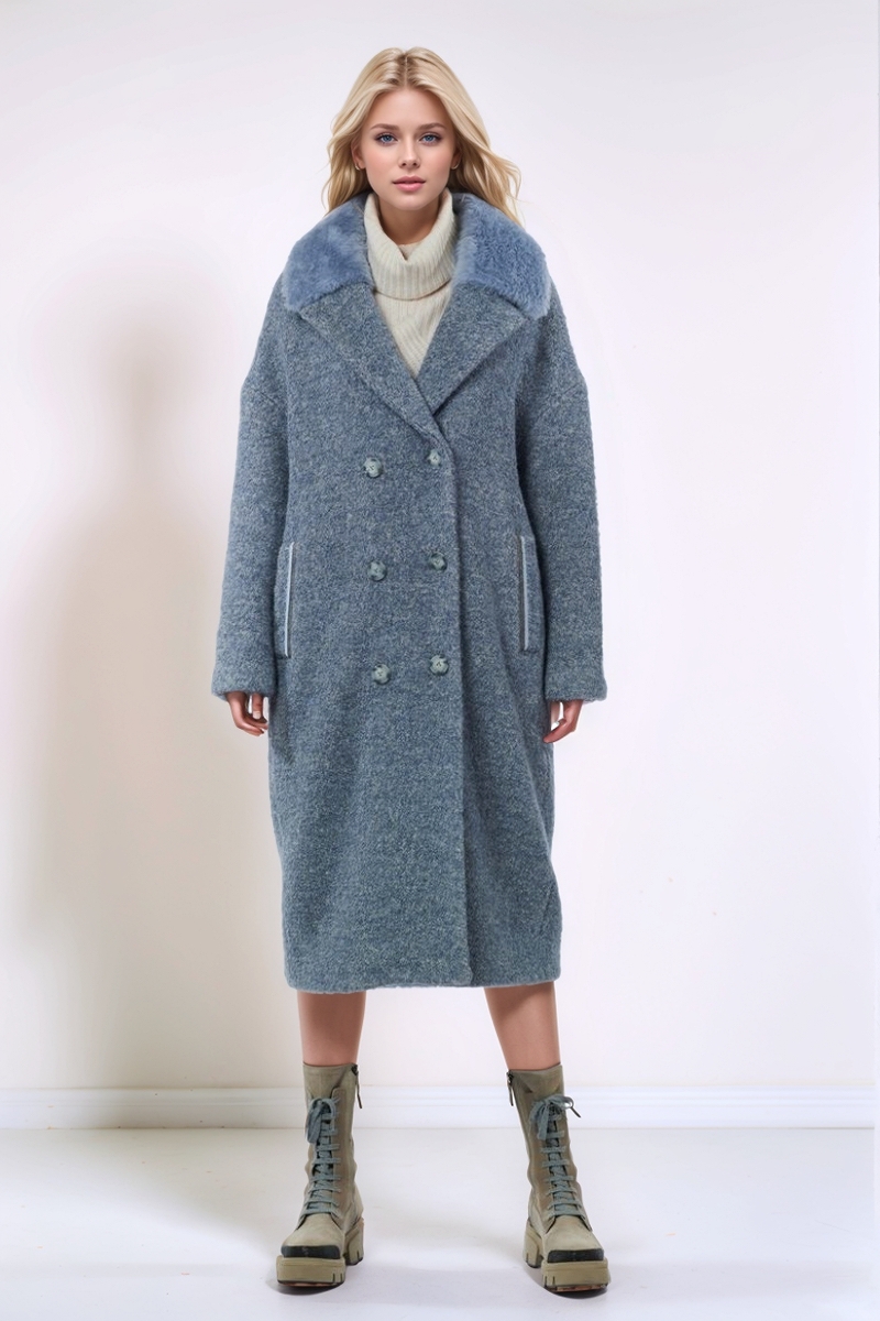 Пальто букле серо-голубое 23/24 RinDi R23/263