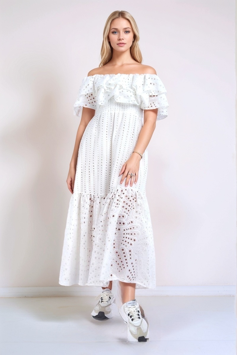 Хлопковое платье макси белое ISABELLA SS22 CHARO RUIZ IBIZA 223621/WHITE