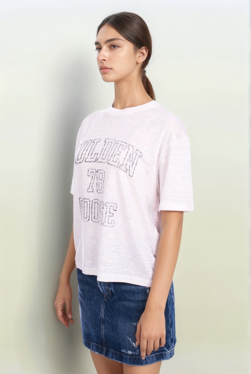 Футболка белая хлопок/лен SS25 Golden Goose GWP01874/P001891/11421