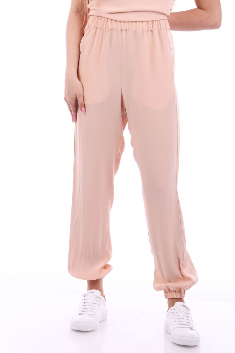 Брюки-джоггеры персиковые из атласа SS22 FABIANA FILIPPI PAD272W387