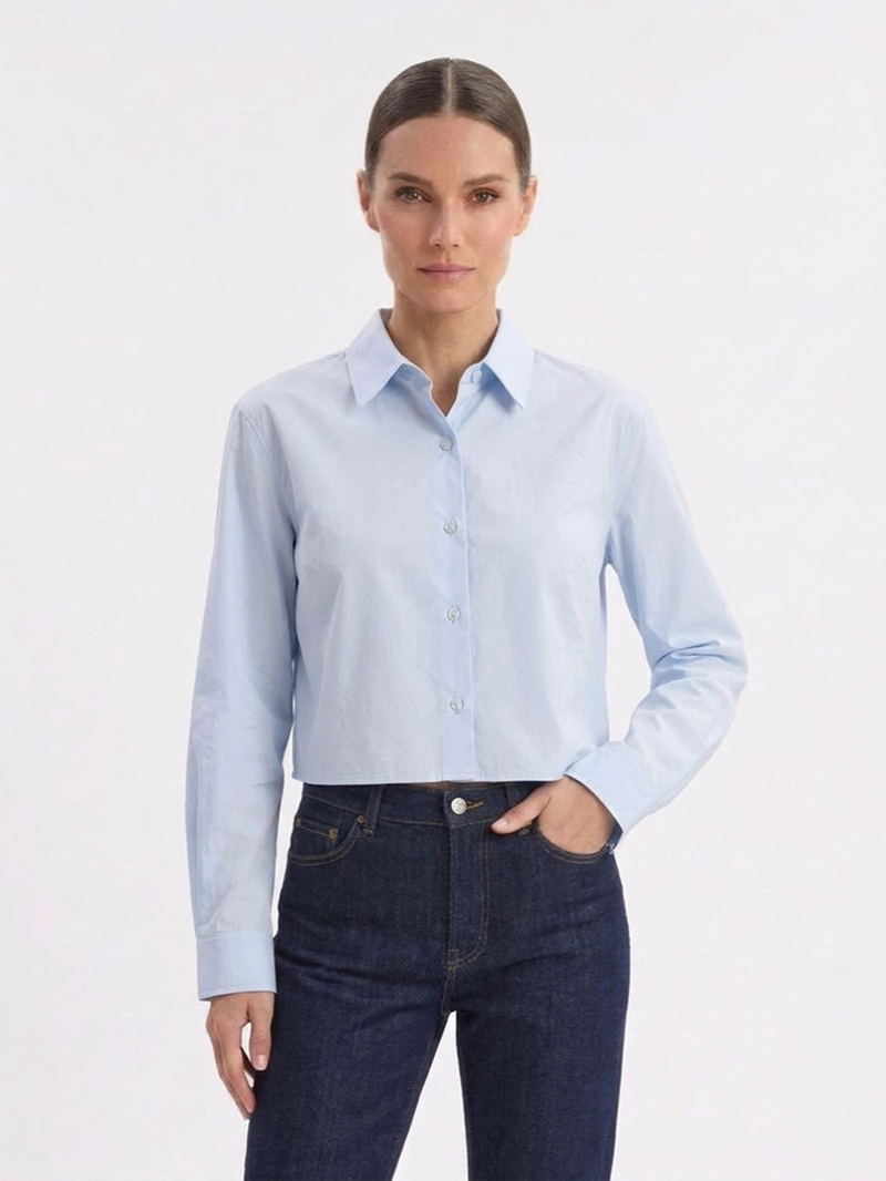 Рубашка хлопок голубая SS26 La Piscine LS261WS007