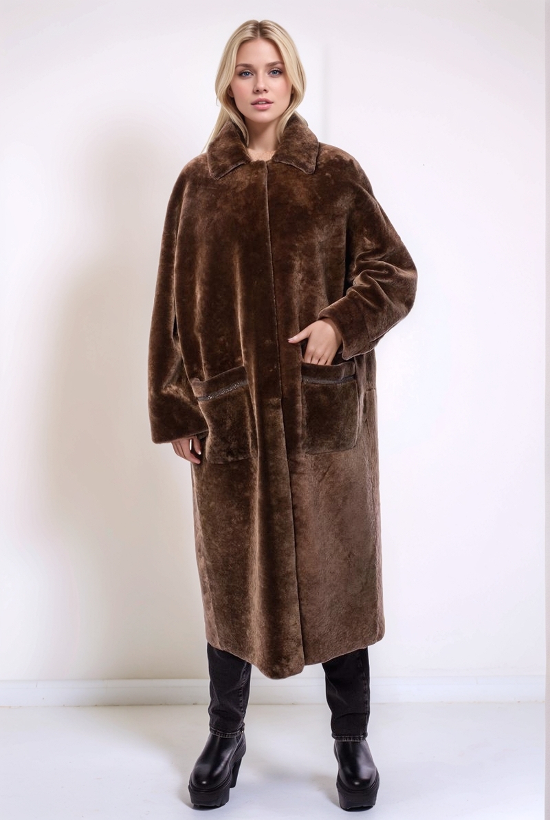 Дубленка макси бронза 22/23 RinDi R22/312