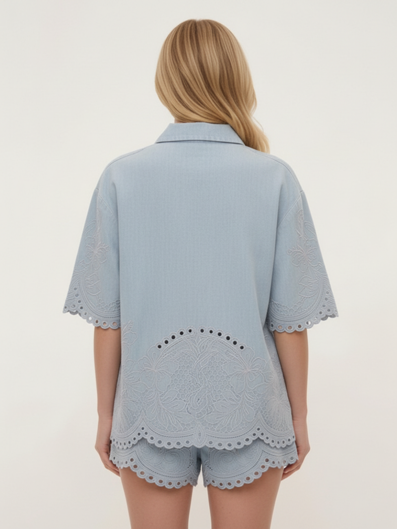 Рубашка джинсовая с вышивкой SS26 ZIMMERMANN 7214TRS263