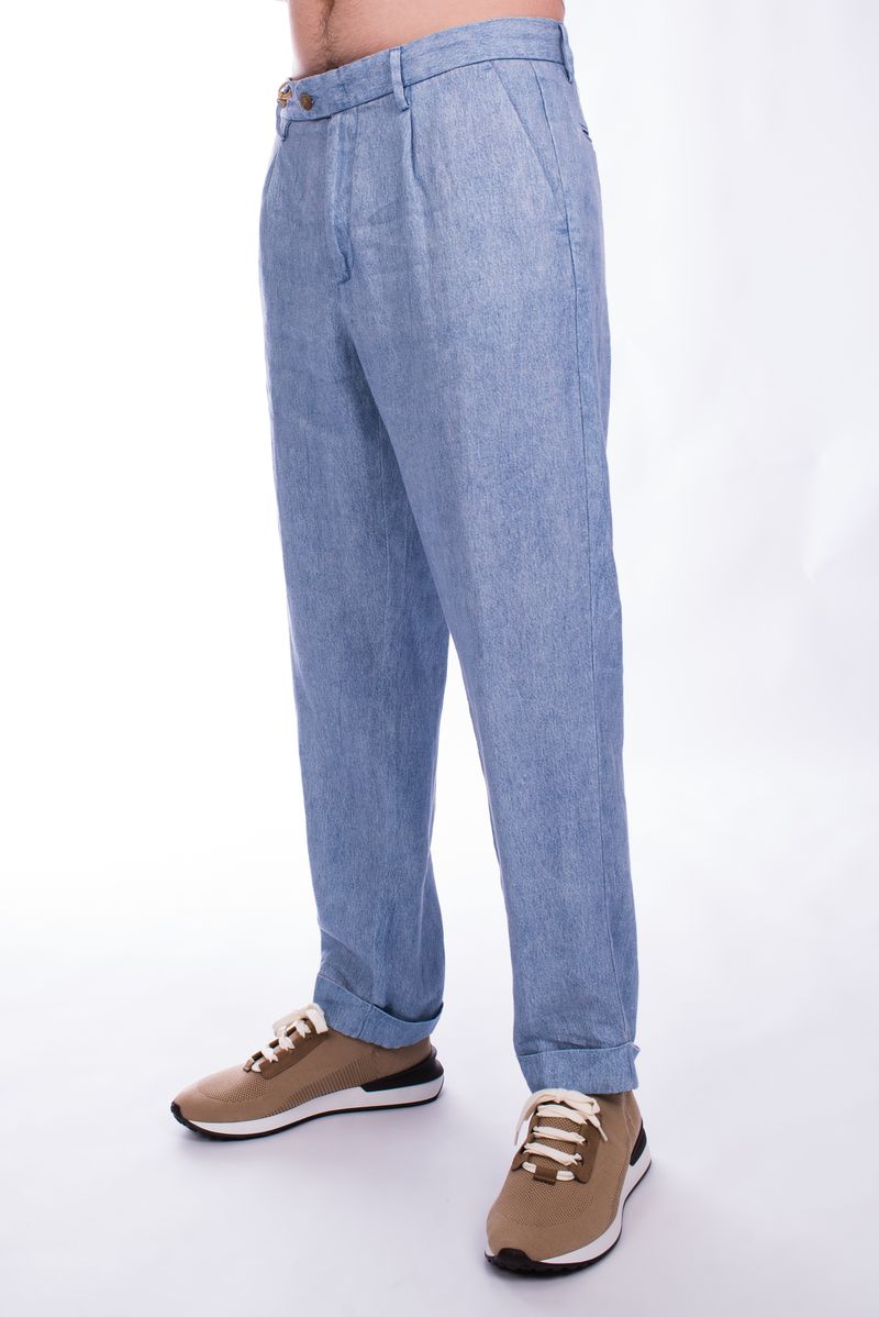 Брюки лен голубой меланж SS25 AT.P.CO A301BLEECKER