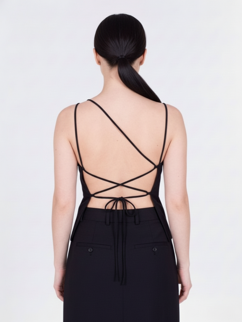 Блуза-топ черная SS26 La Piscine LS261WT011