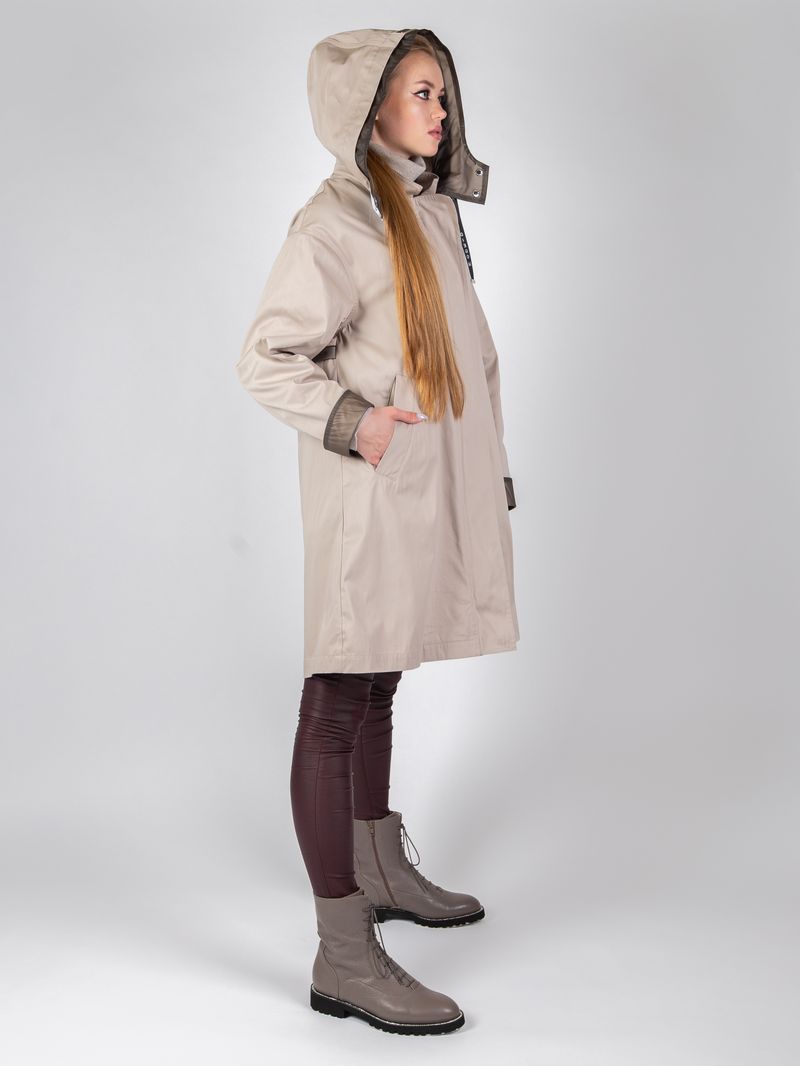 Тренч хлопковый бежевый с капюшоном "20 DIEGO M 20ЕМ-H001