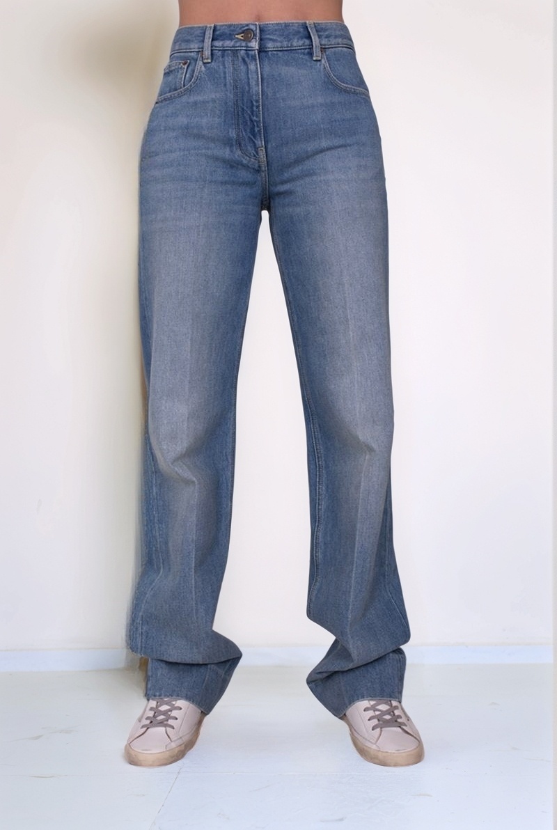 Джинсы прямые выбеленные 25/26 VALENTINO 7B0DD22G9R4