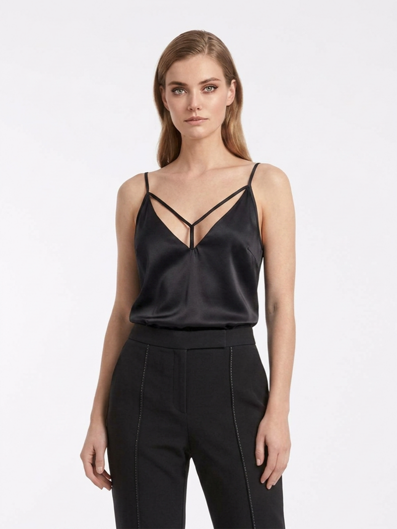 Блузка-топ черная SS26 NISSA TOP16477/BLACK