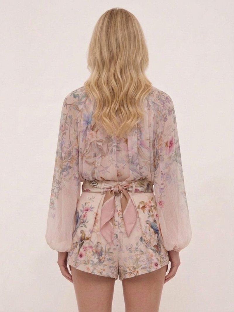 Блуза светло-розовая с цветочным принтом SS26 ZIMMERMANN 0991TC261