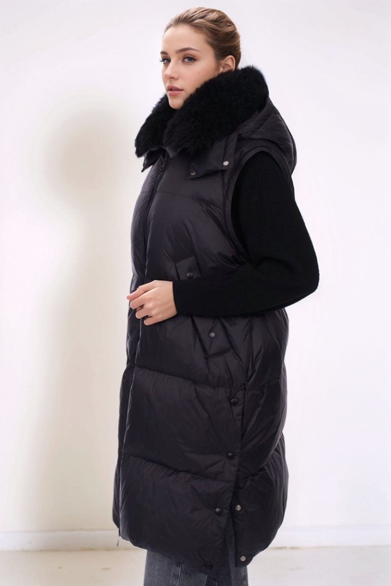 Пуховик черный средней длины 24/25 YVES SALOMON 23WFM06000M07W