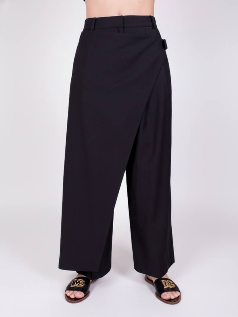 Брюки черные с запахом SS26 La Piscine LS261WP009