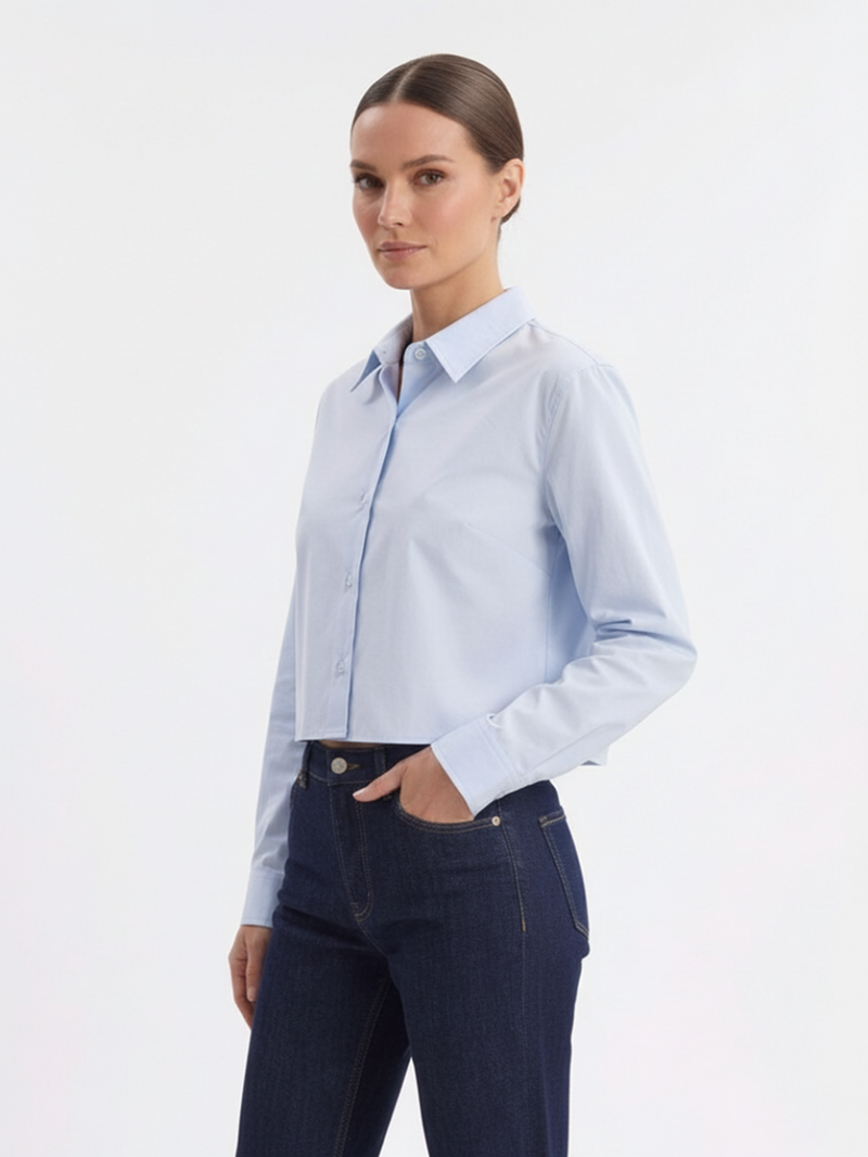 Рубашка хлопок голубая SS26 La Piscine LS261WS007