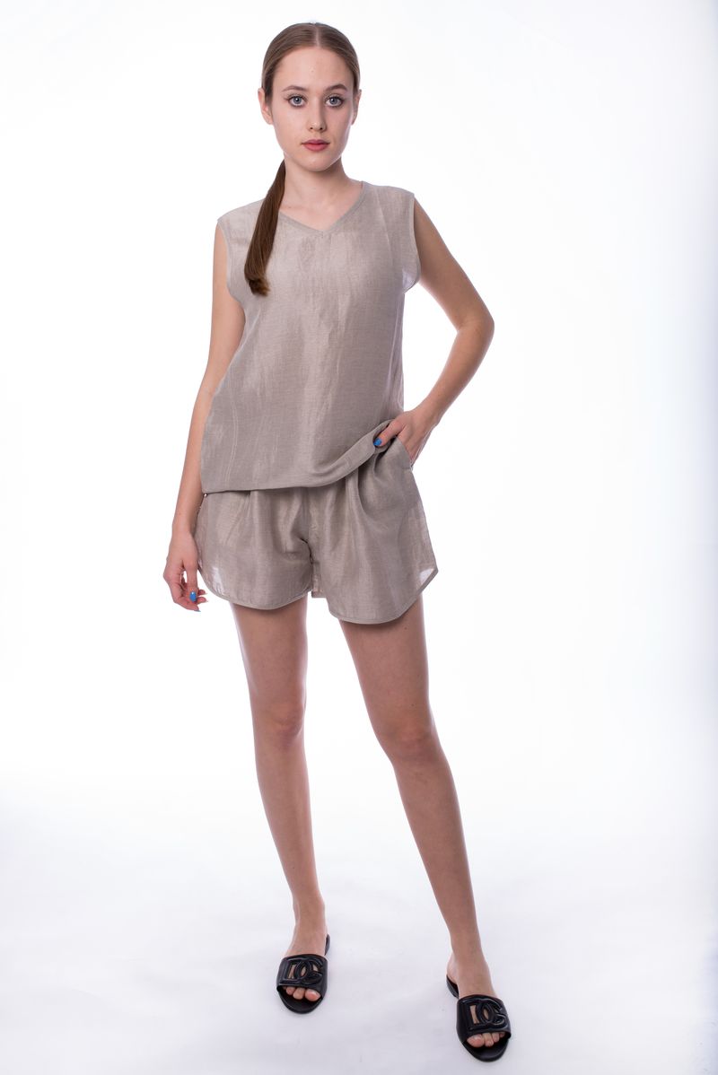 Шорты бежевая льняные SS25 MAURIZIO W01372879/12