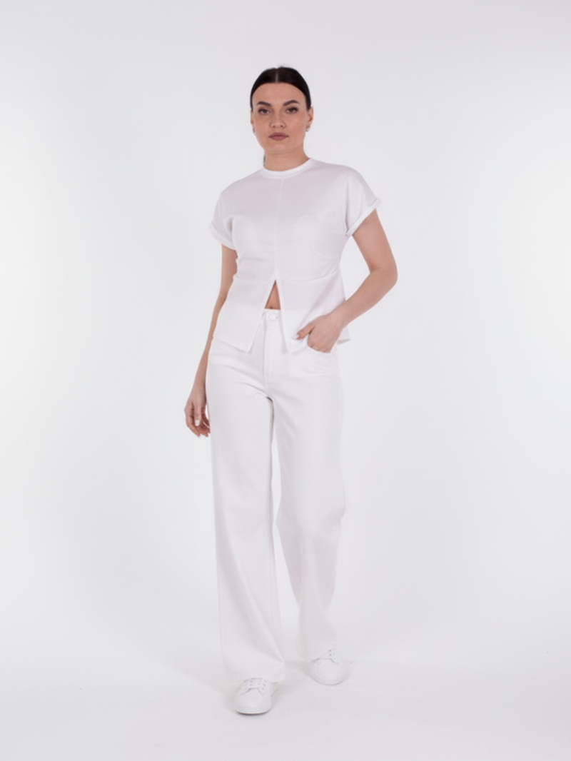 Джинсы широкие белые SS26 LORENA ANTONIAZZI P2646PA02F/4049