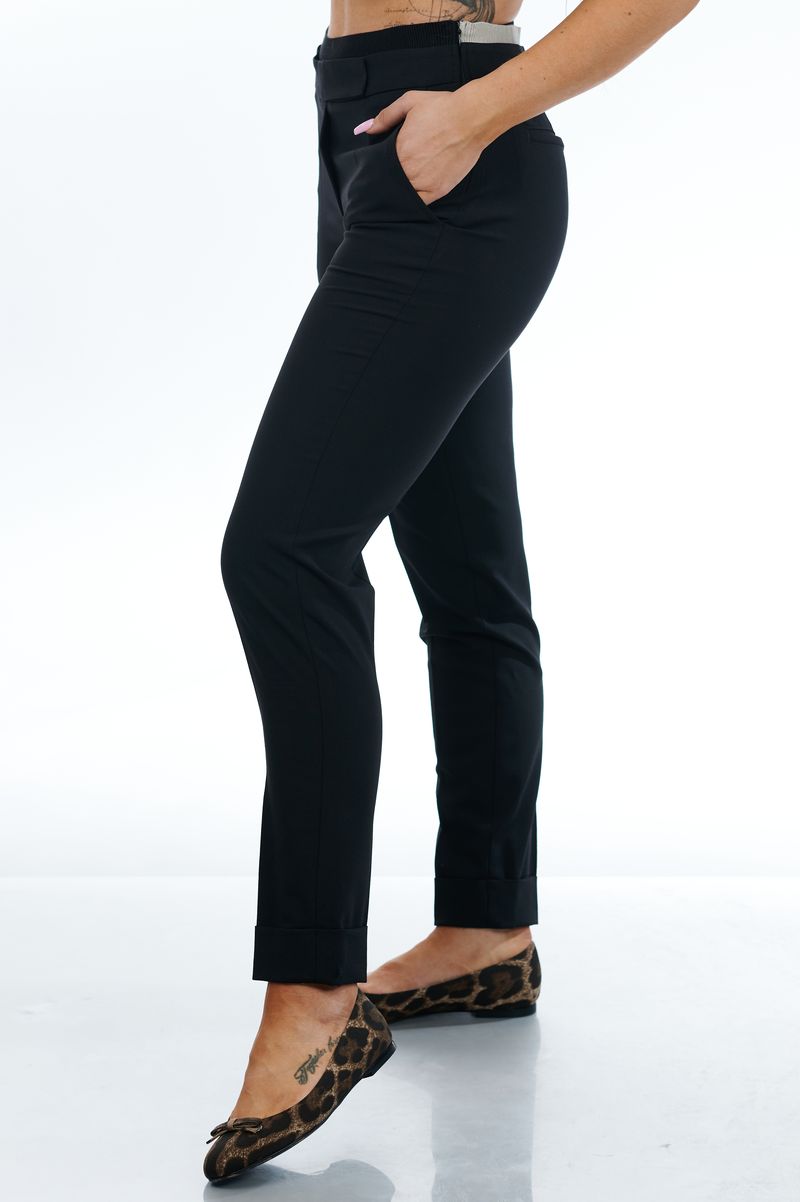 Брюки из шерсти черные SS23 LORENA ANTONIAZZI P2340PA07A