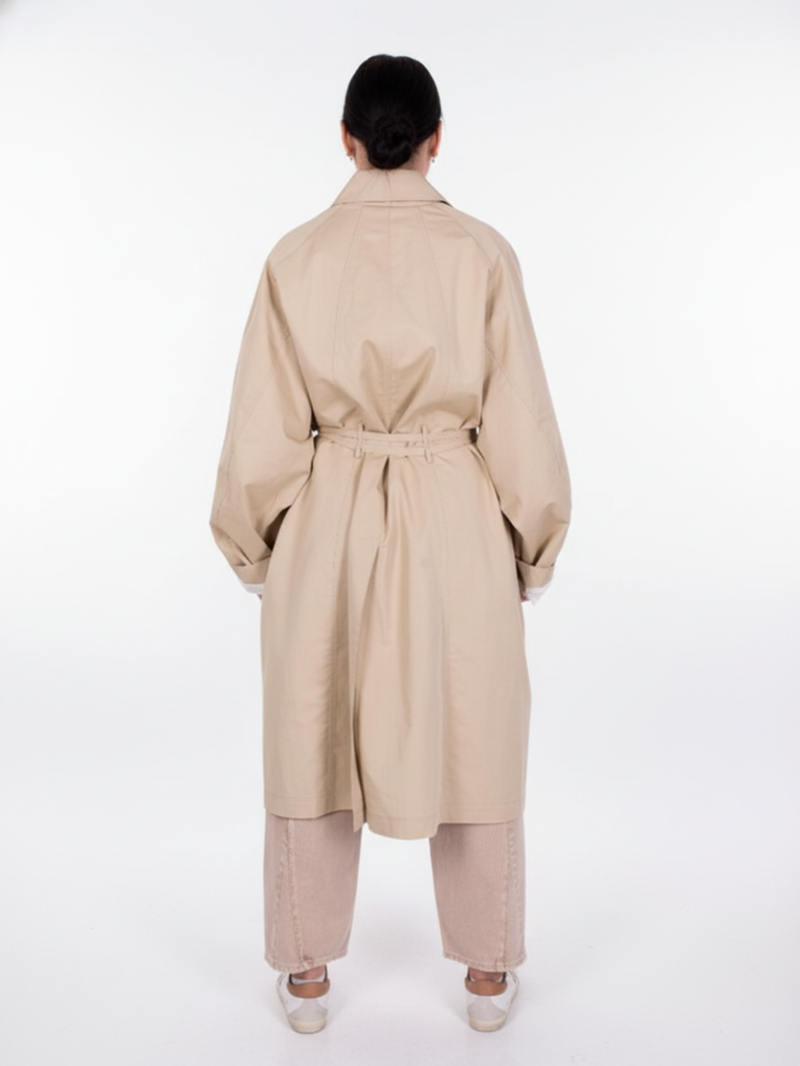 Тренч свободного кроя бежевый SS26 La Piscine LS261WO002