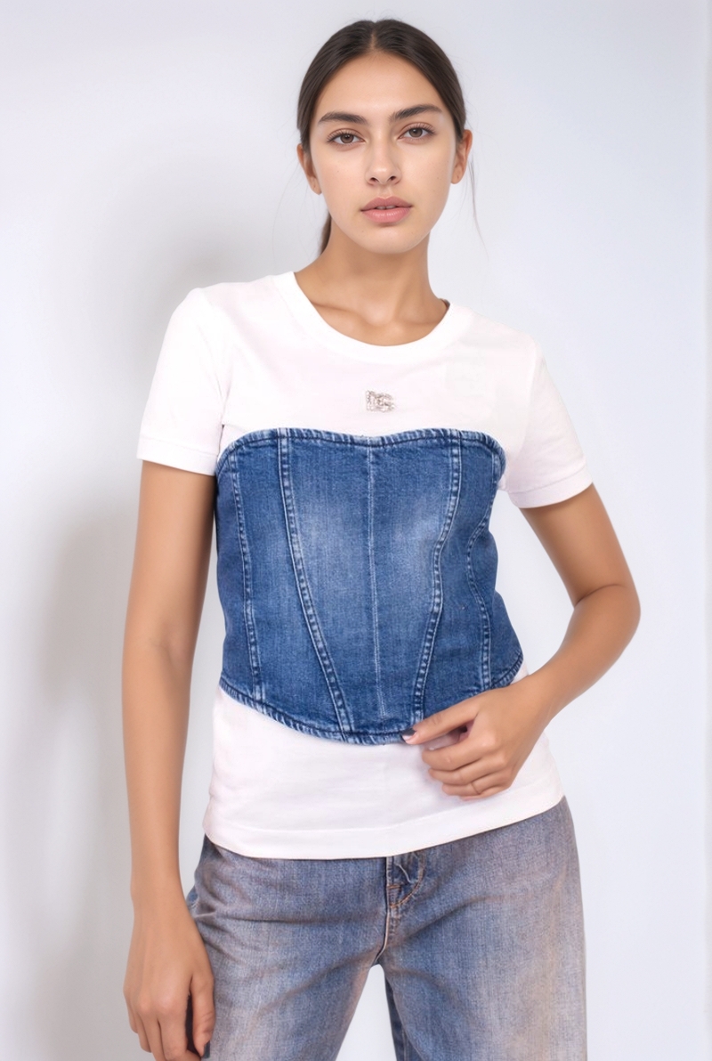 Корсет деним синий SS24 3x1 CORSET
