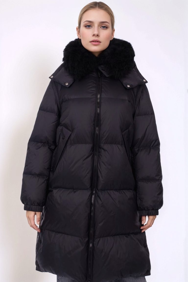 Пуховик черный средней длины 24/25 YVES SALOMON 23WFM06000M07W