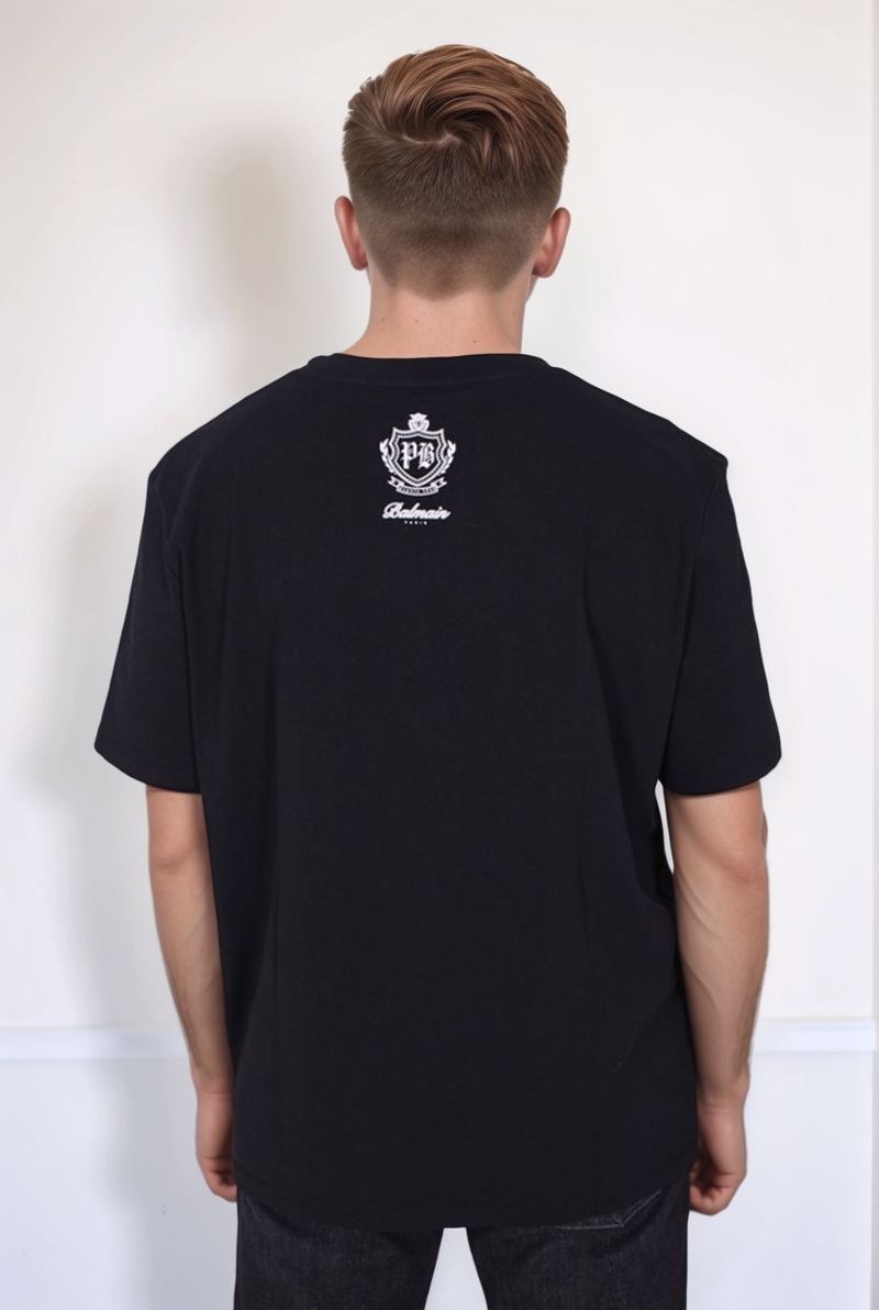 Хлопковая футболка черная Balmain 25/26 FH0EG000 GF30 EAB