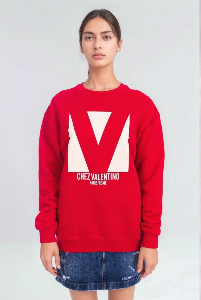 Свитшот красный с лого SS25 VALENTINO 6B3MF24F960/R9B