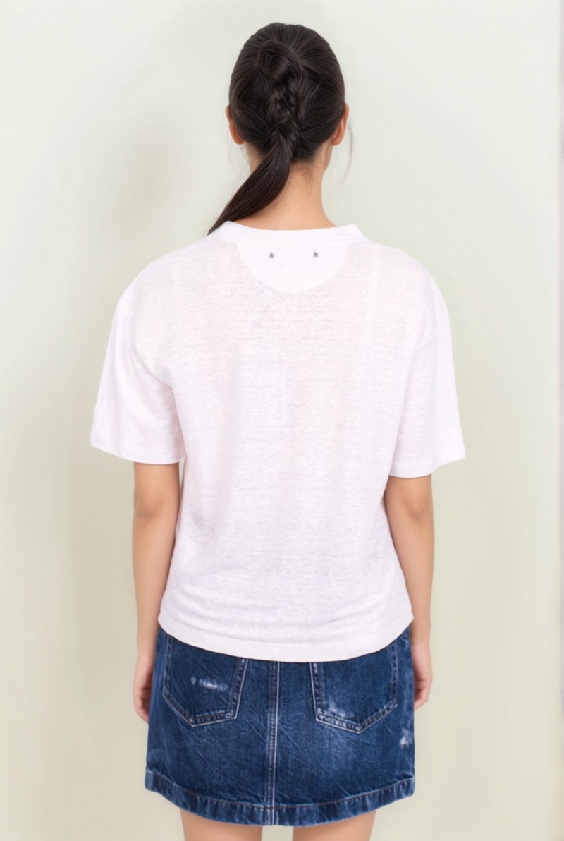 Футболка белая хлопок/лен SS25 Golden Goose GWP01874/P001891/11421