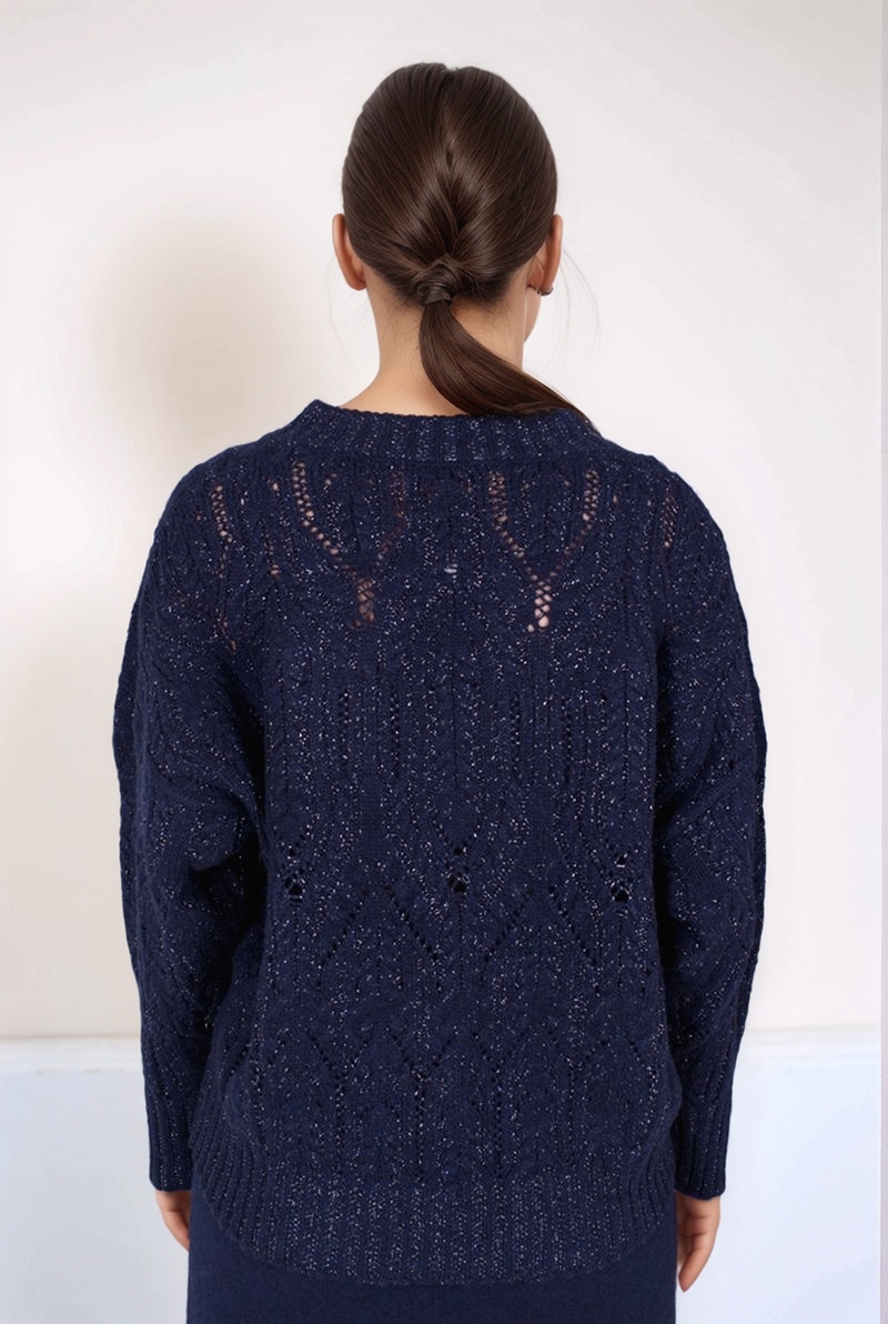 Джемпер темно-синий с люрексом 25/26 PANICALE D370332V/0595