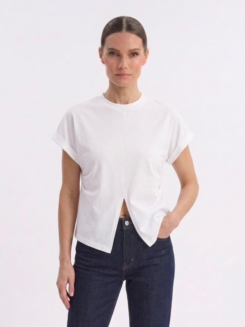 Футболка белая с защипами по бокам SS26 La Piscine LS261WT005