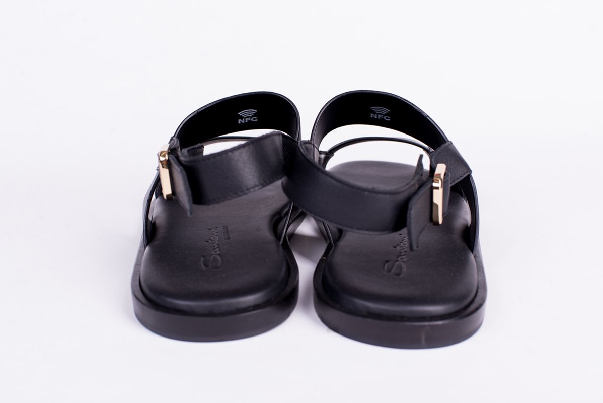 Кожаные сандалии Erik черные SS25 SANTONI MCEG19079HC6MGORN01