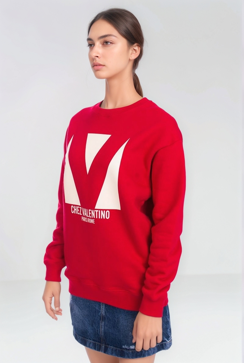 Свитшот красный с лого SS25 VALENTINO 6B3MF24F960/R9B