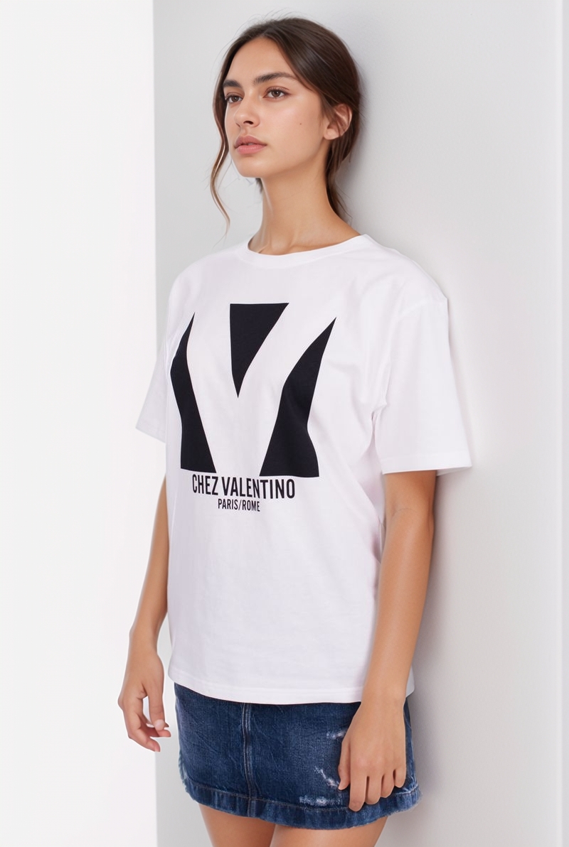 Футболка хлопковая белая с лого SS25 VALENTINO 6B3MG24H95W/A03