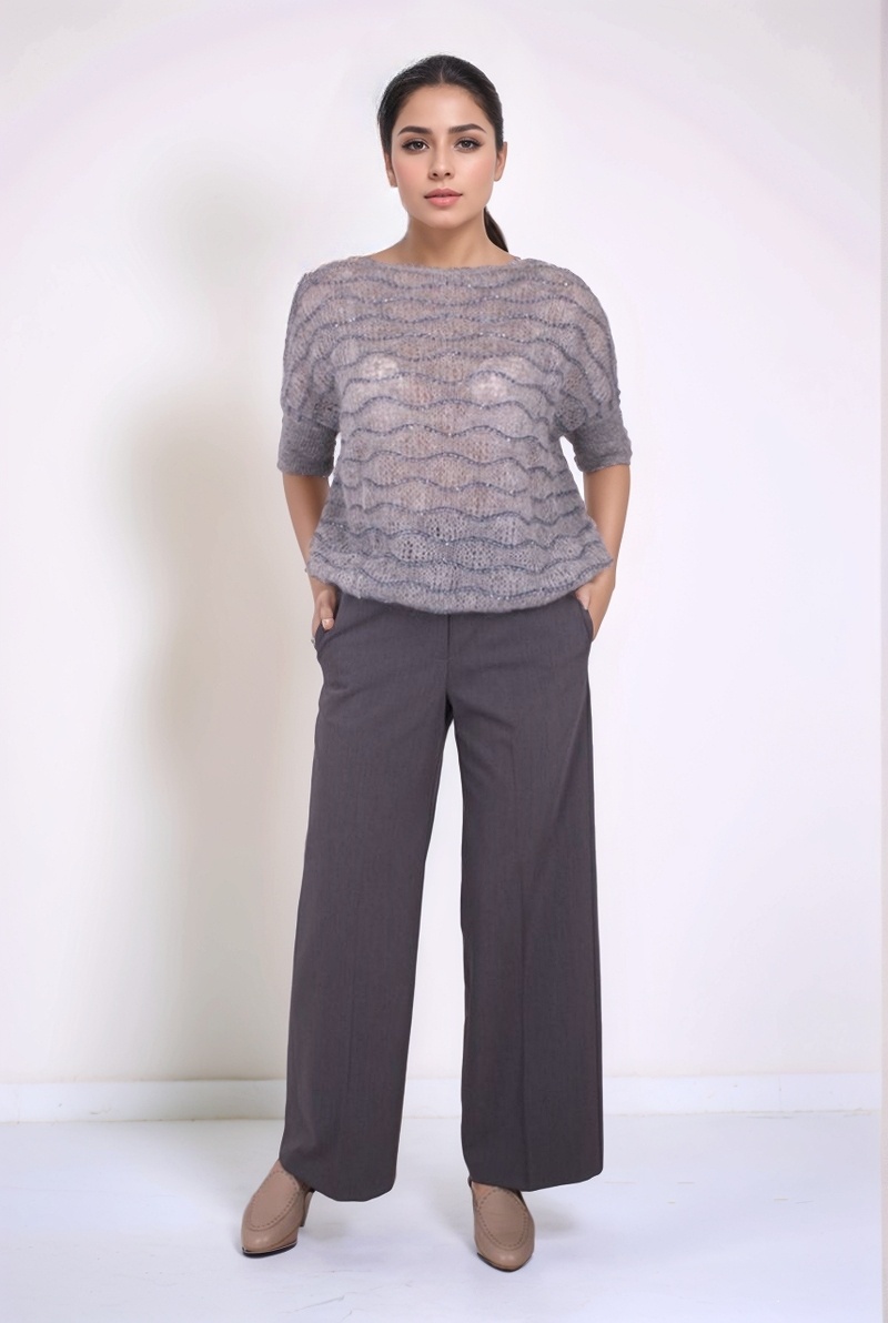 Брюки серые  свободного кроя 25/26 LE TRICOT PERUGIA 76808