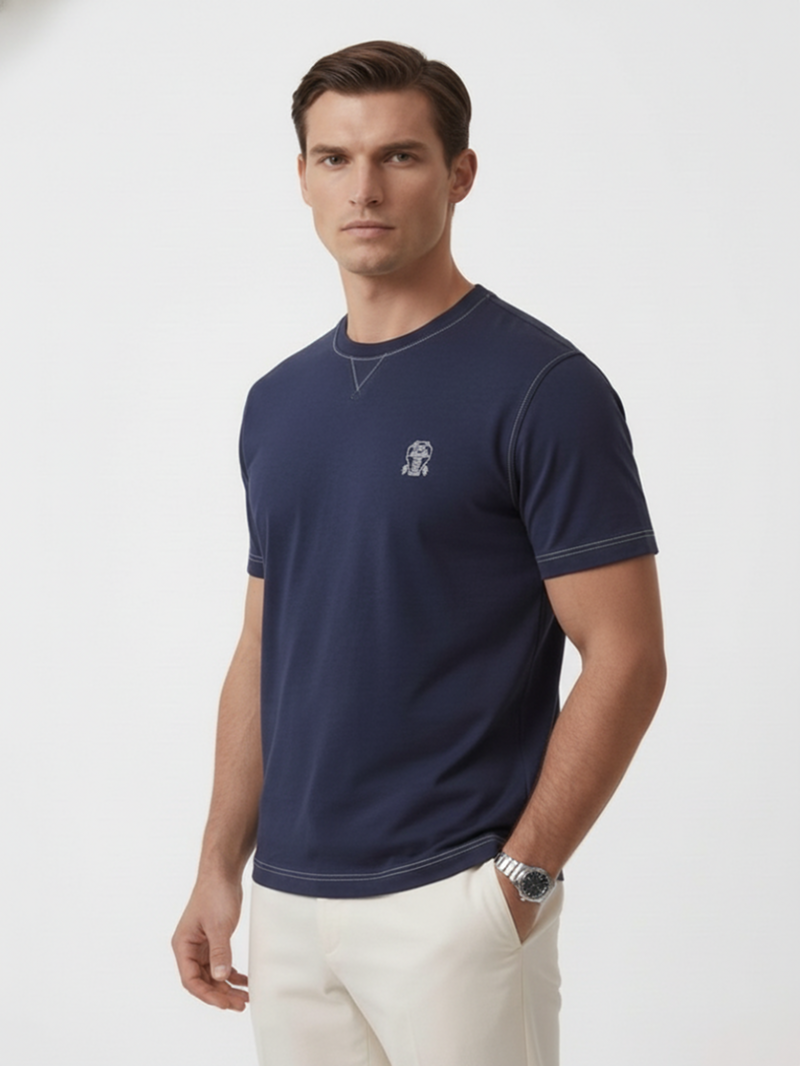 Футболка темно-синяя хлопок SS26 BRUNELLO CUCINELLI M0B131328G