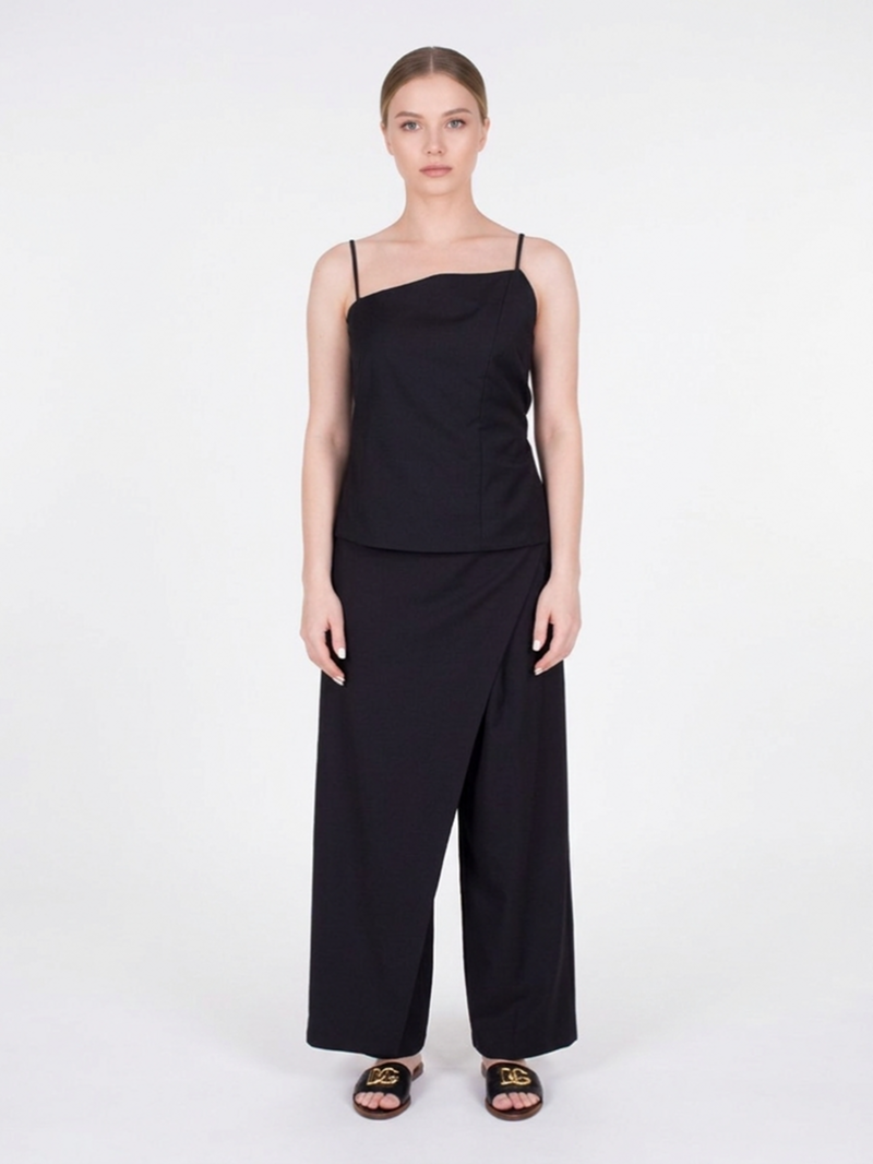 Брюки черные с запахом SS26 La Piscine LS261WP009