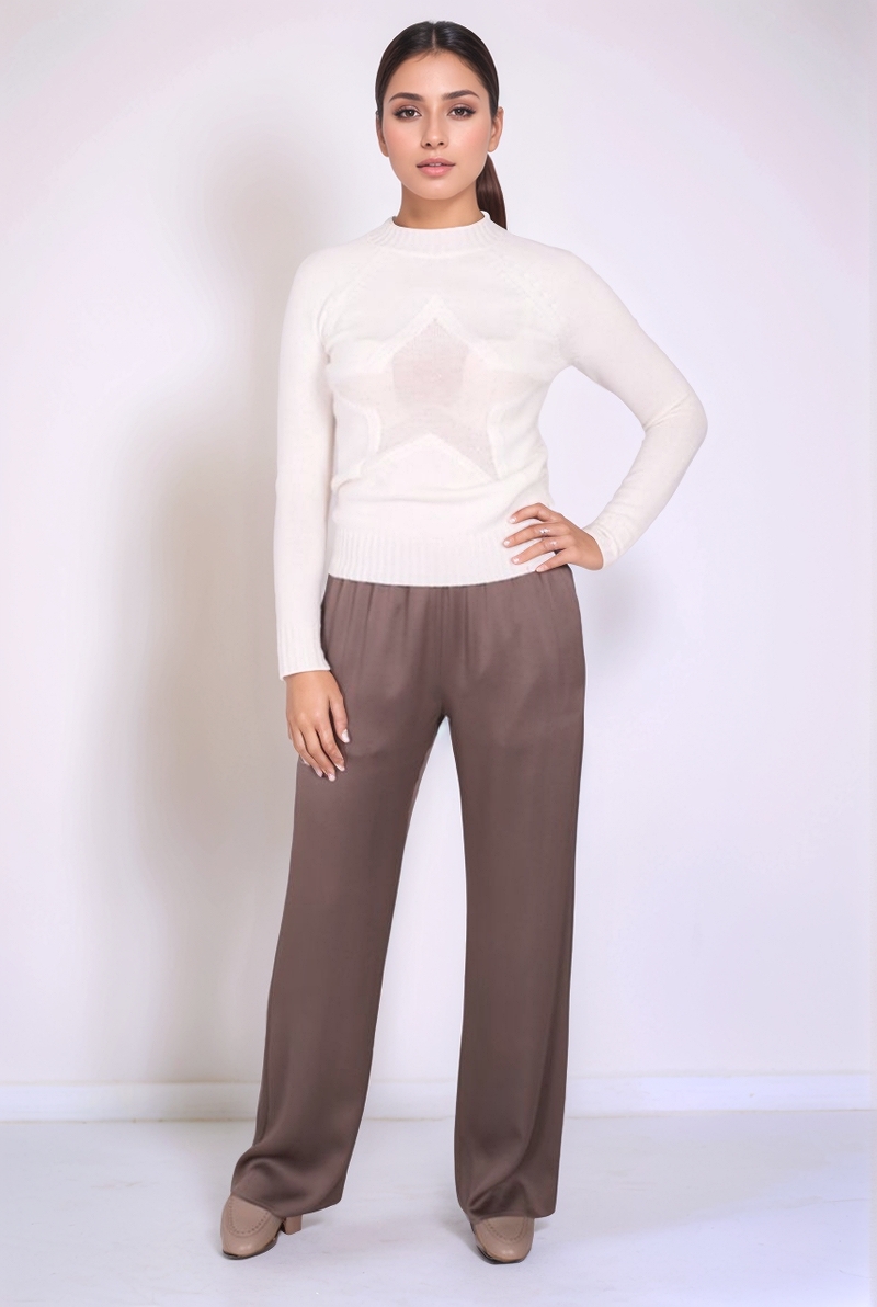 Брюки на резинке мокко ацетат LE TRICOT PERUGIA 66077