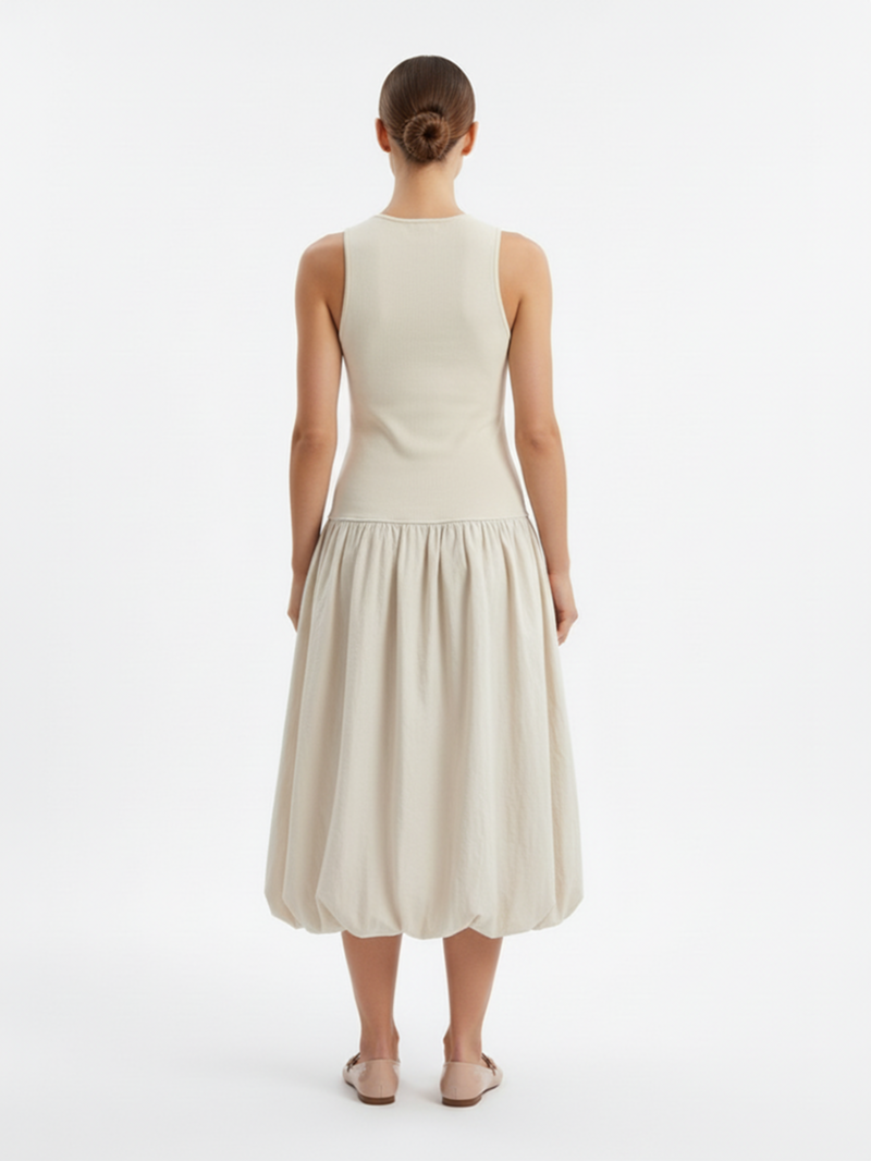 Платье-баллон бежевое SS26 La Piscine LS261WD002