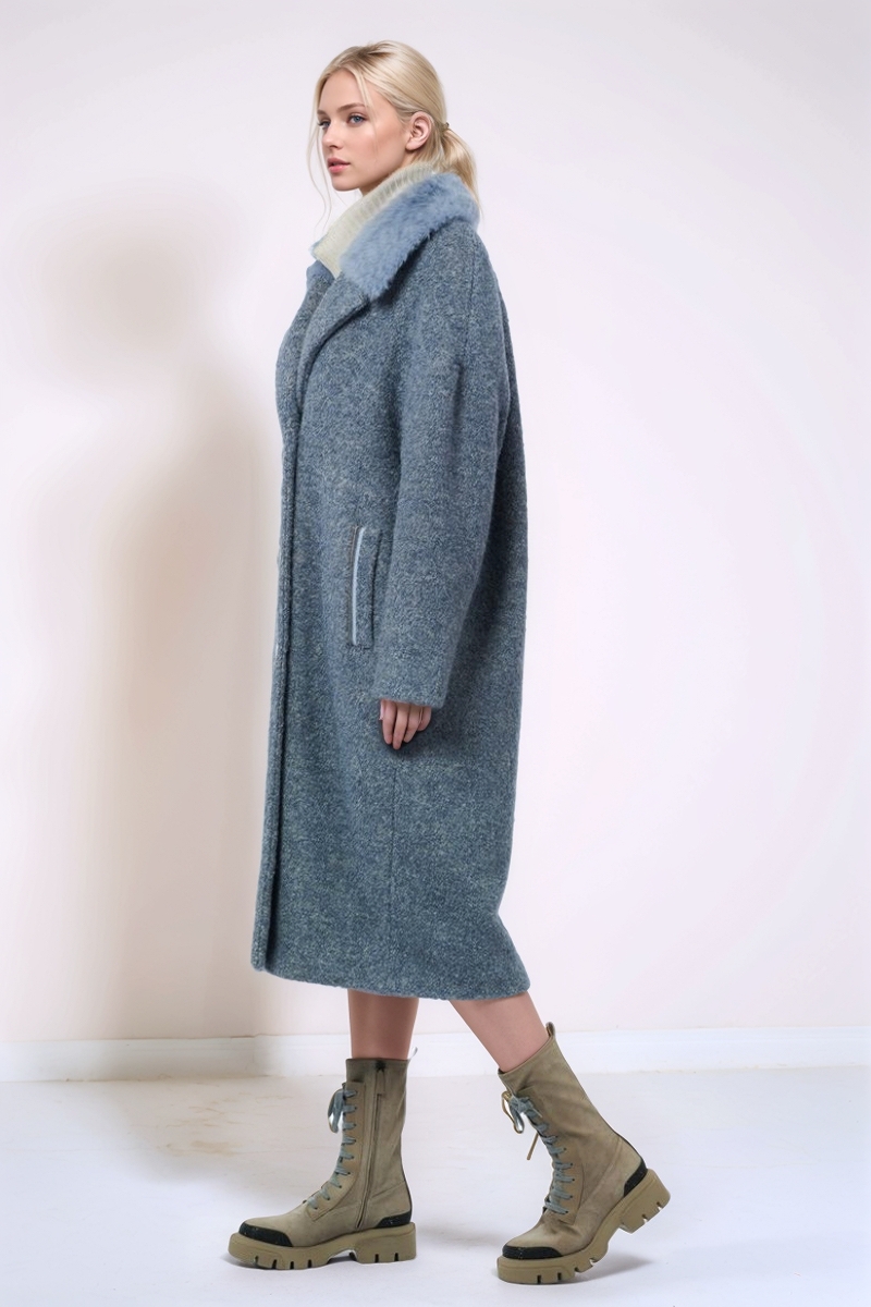Пальто букле серо-голубое 23/24 RinDi R23/263