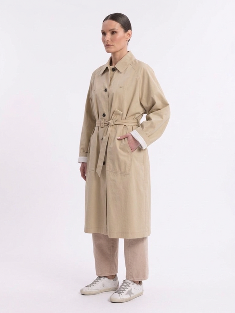 Тренч свободного кроя бежевый SS26 La Piscine LS261WO002