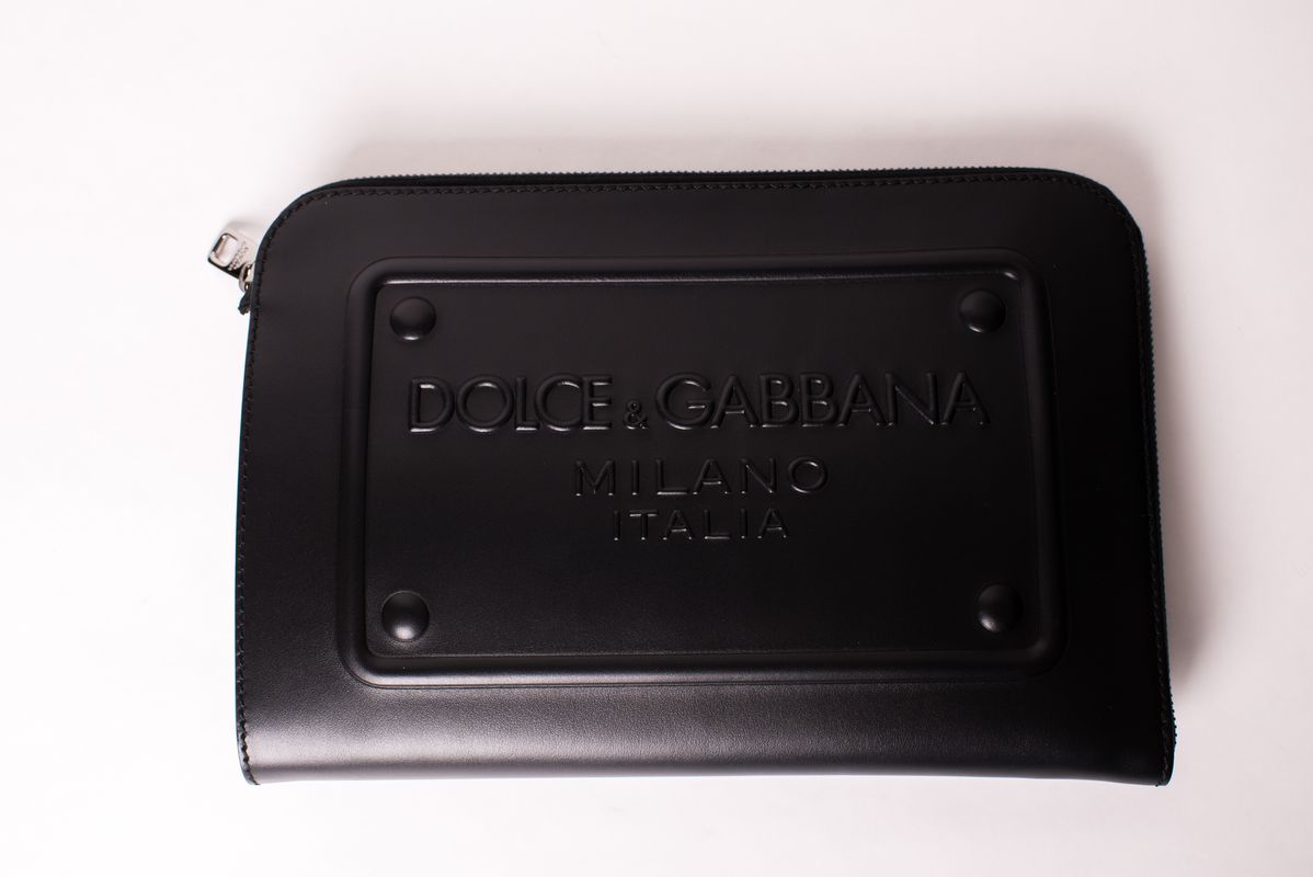 Кожаный клатч черный SS24 Dolce & Gabbana BM1751/AG218